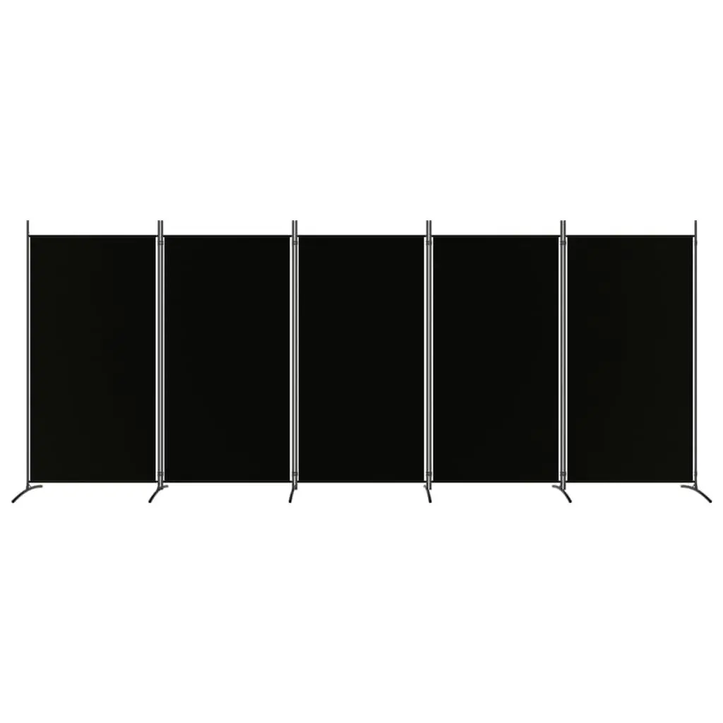 5-Panel Room Divider Black 433x180 cm Fabric 350269