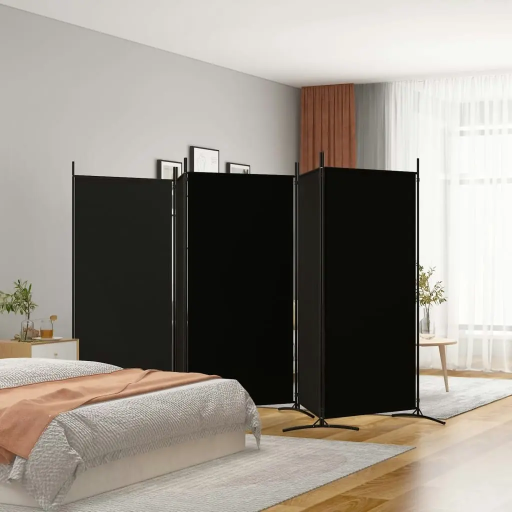 5-Panel Room Divider Black 433x180 cm Fabric 350269