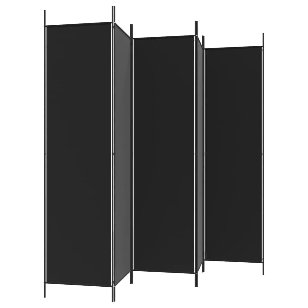 5-Panel Room Divider Black 250x200 cm Fabric 350189