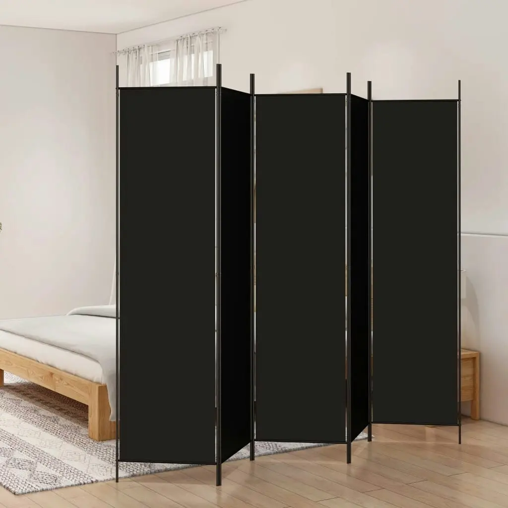 5-Panel Room Divider Black 250x200 cm Fabric 350189