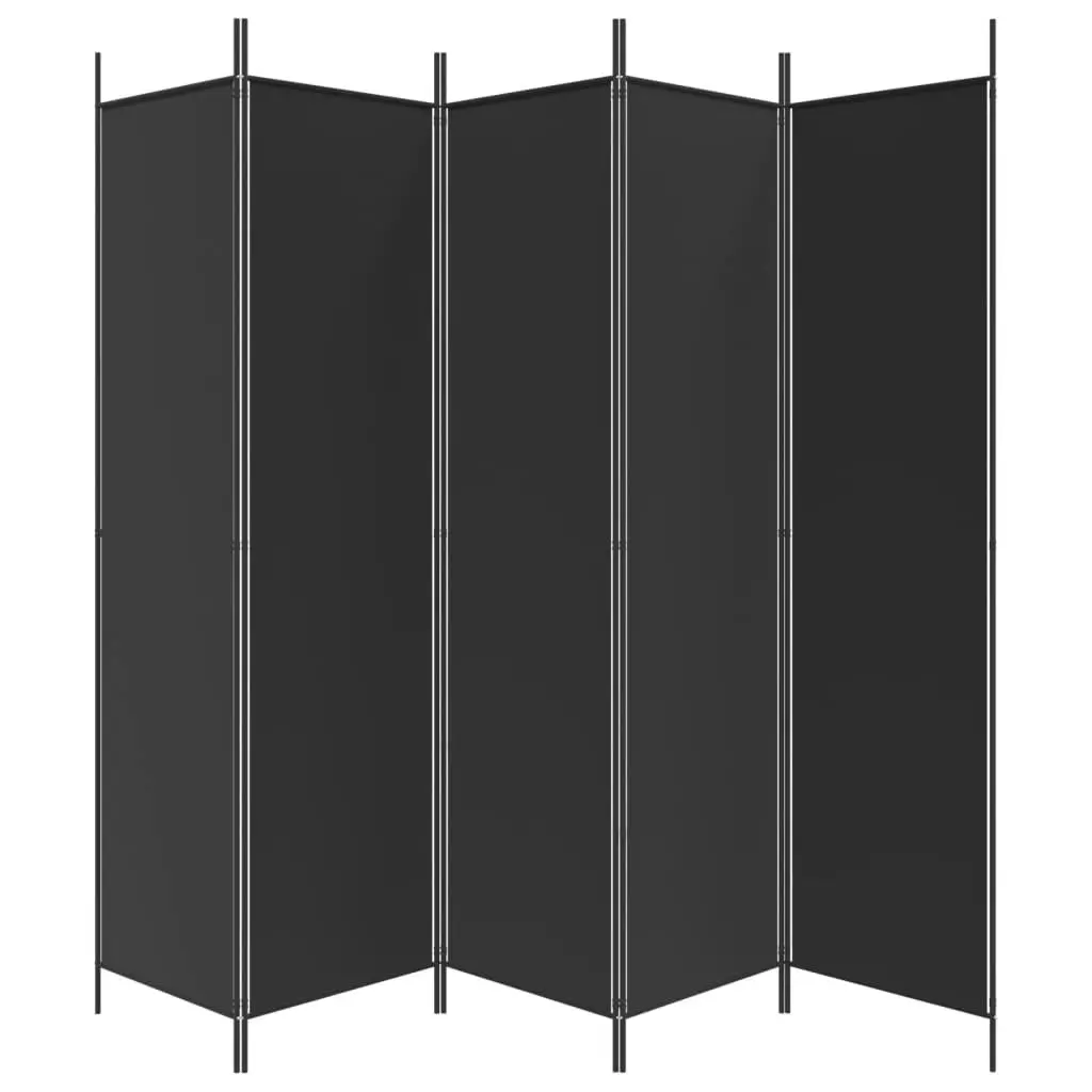 5-Panel Room Divider Black 250x200 cm Fabric 350189