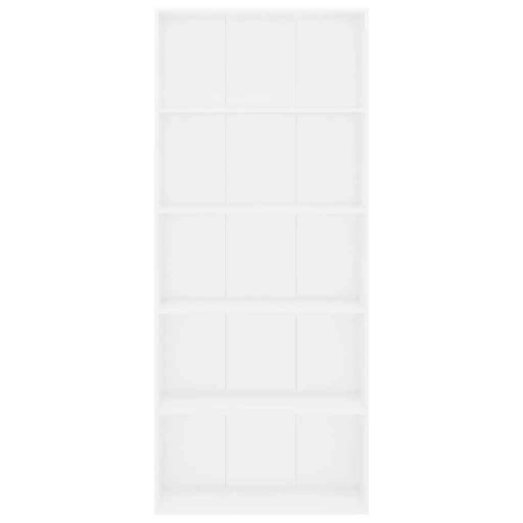 5-Tier Book Cabinet White 80x30x189 cm Engineered Wood 801026