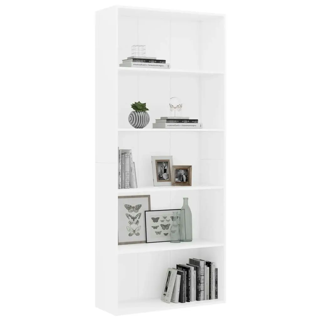 5-Tier Book Cabinet White 80x30x189 cm Engineered Wood 801026