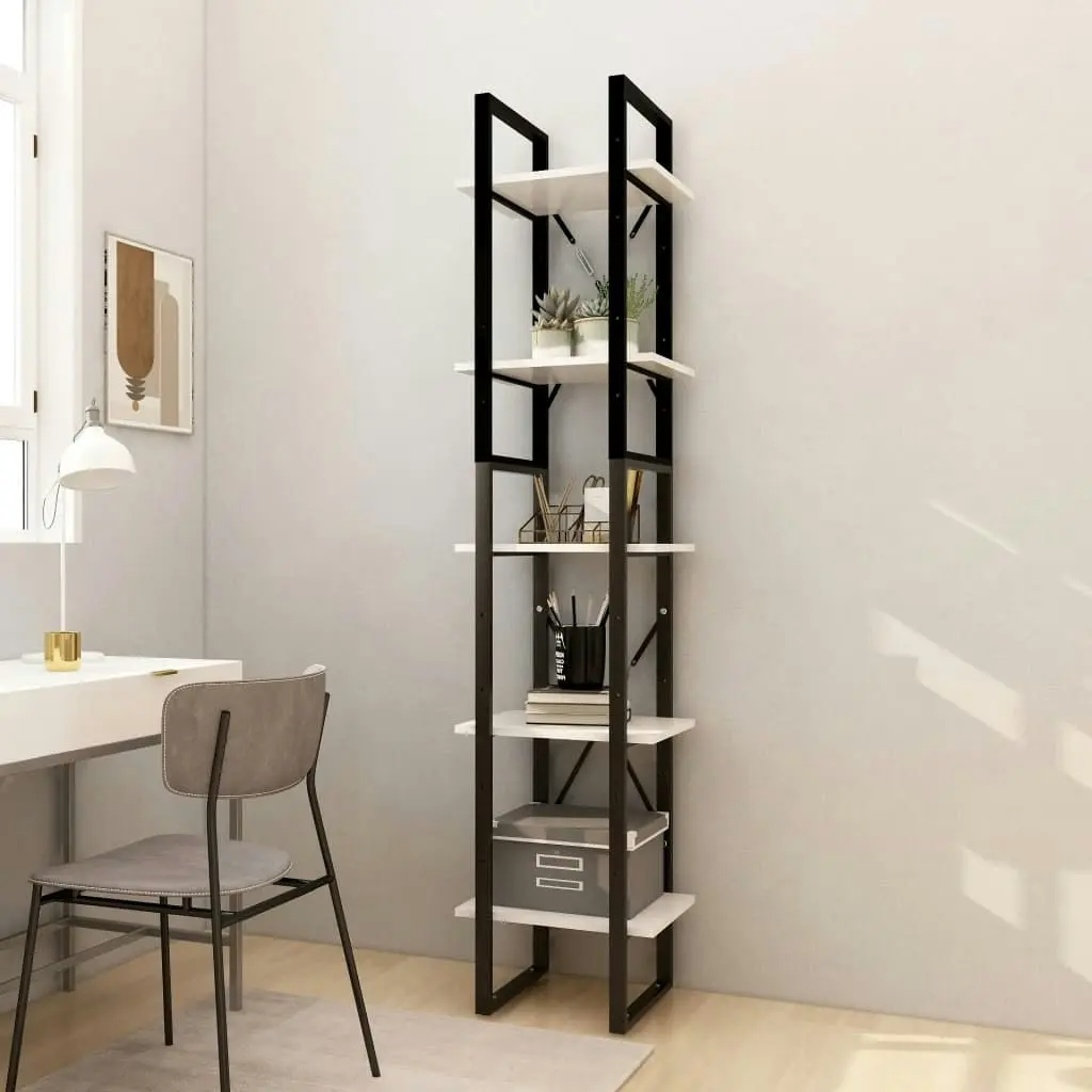 5-Tier Book Cabinet White 40x30x175 cm Pinewood 3081974