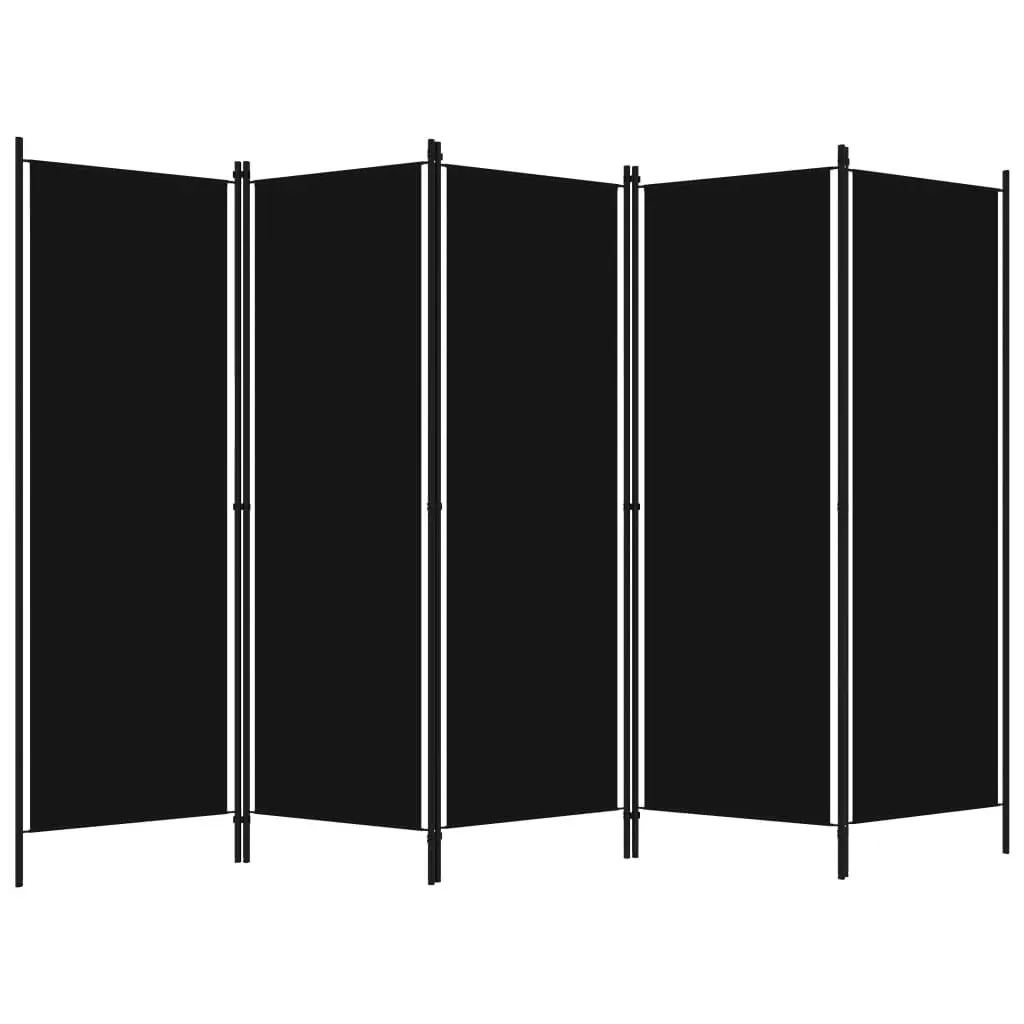 5-Panel Room Divider Black 250x180 cm 320726