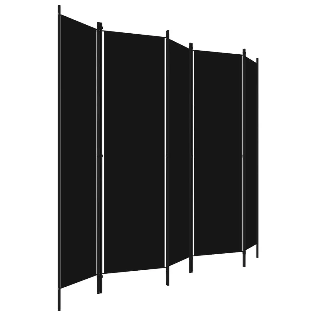 5-Panel Room Divider Black 250x180 cm 320726