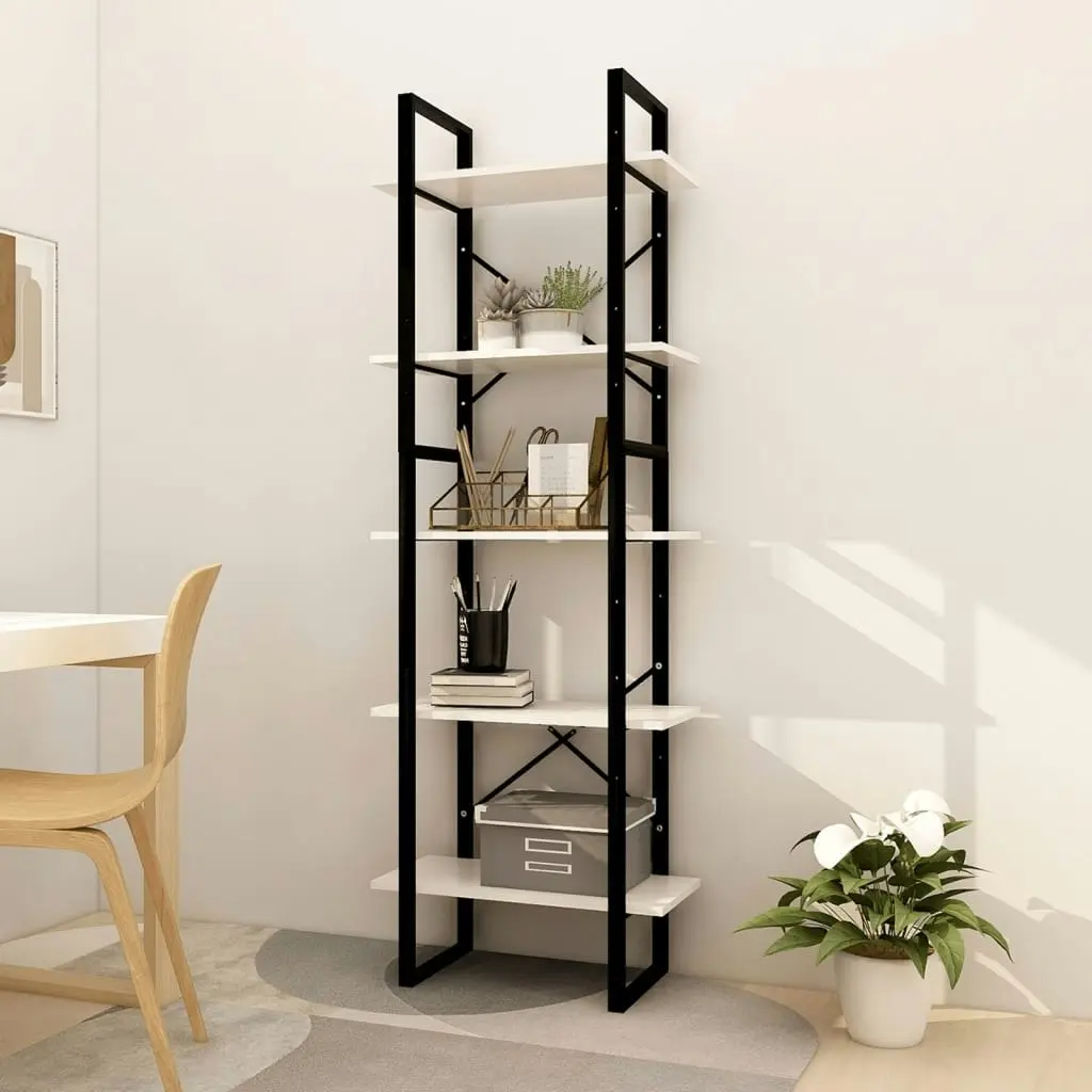 5-Tier Book Cabinet White 60x30x175 cm Pinewood 3081984