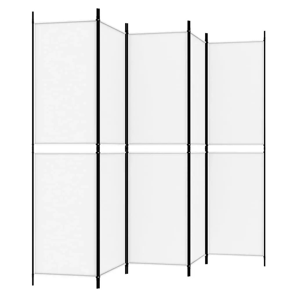 5-Panel Room Divider White 250x200 cm Fabric 350234