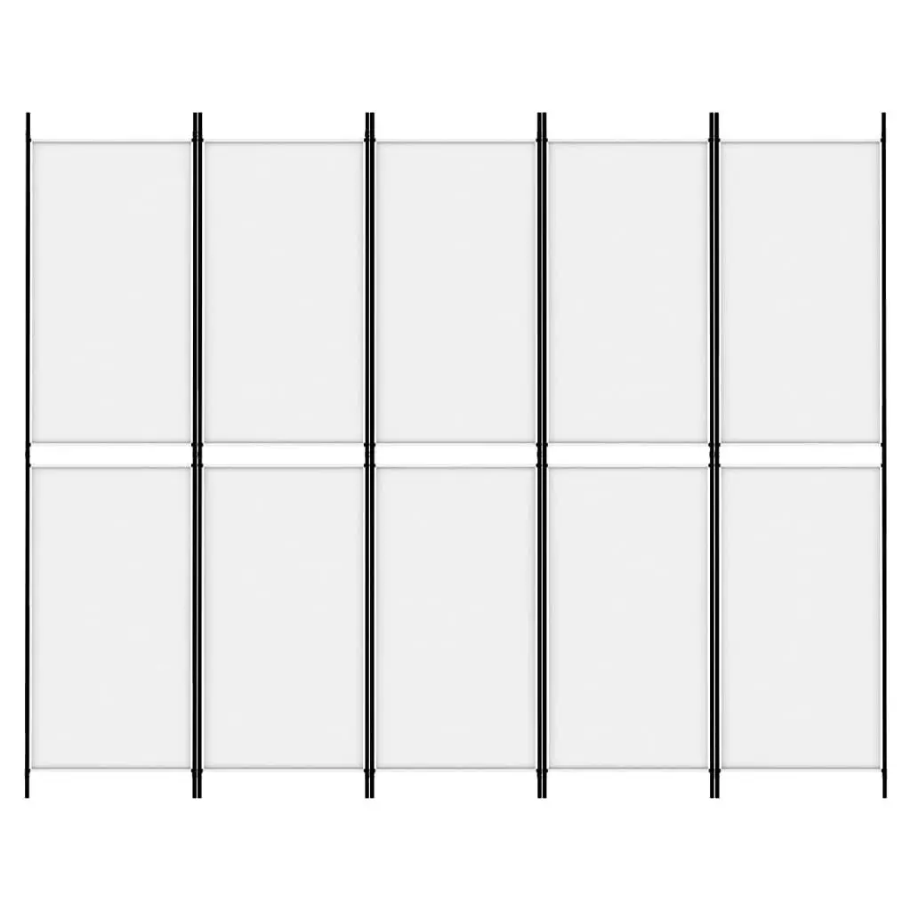 5-Panel Room Divider White 250x200 cm Fabric 350234