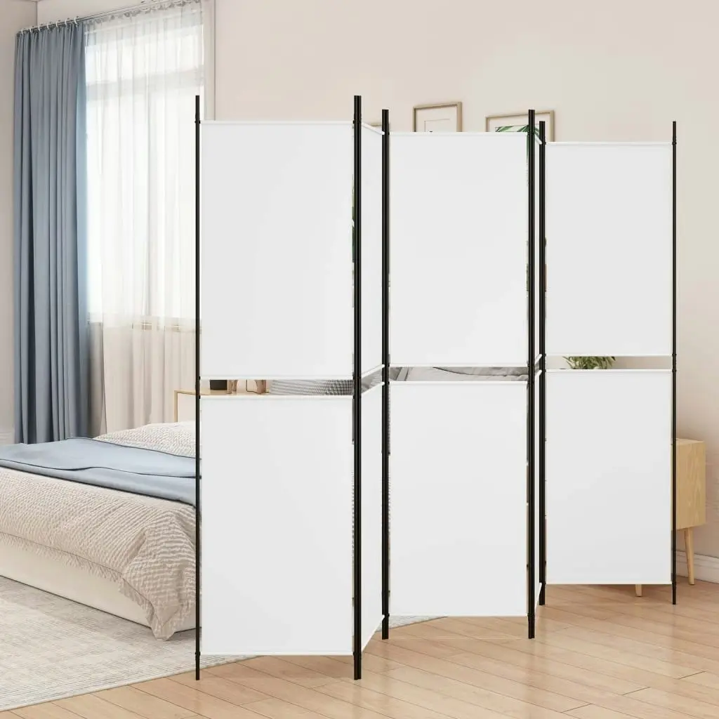 5-Panel Room Divider White 250x200 cm Fabric 350234