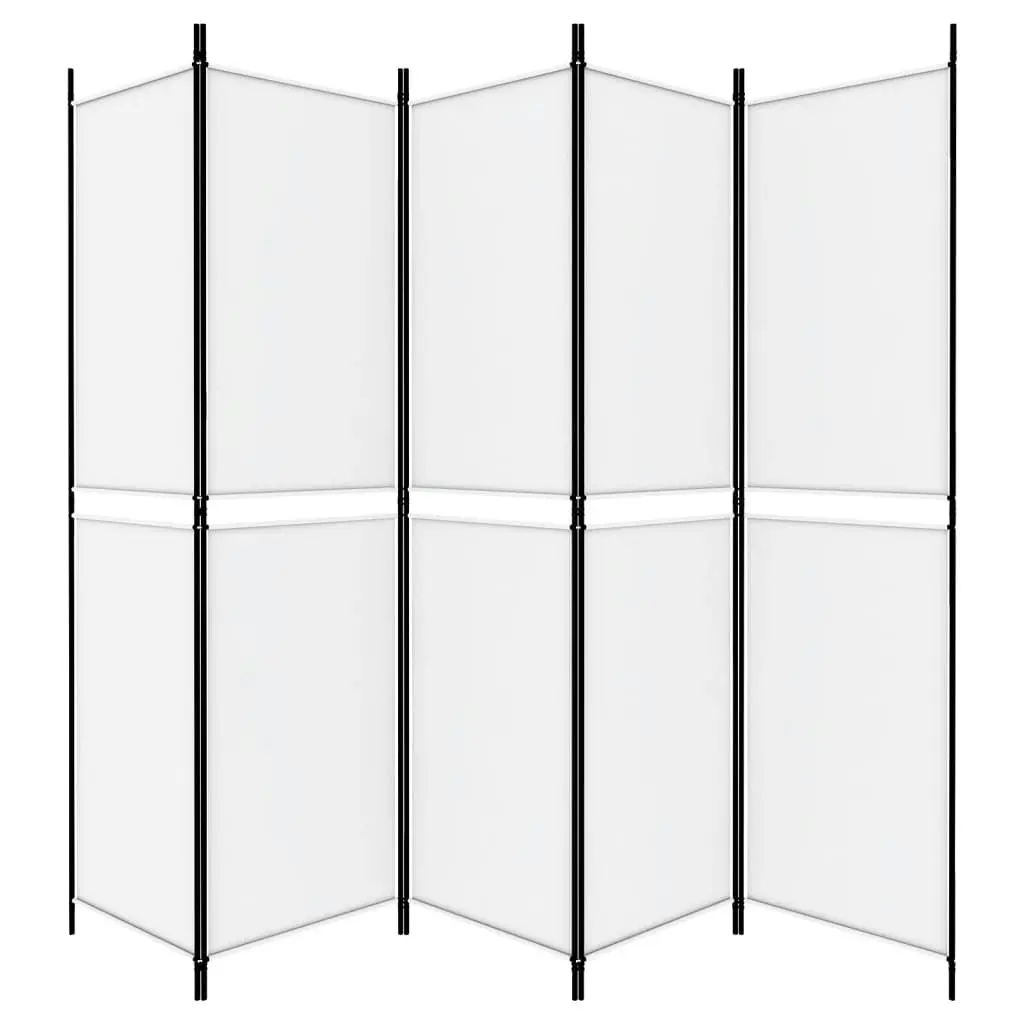 5-Panel Room Divider White 250x200 cm Fabric 350234