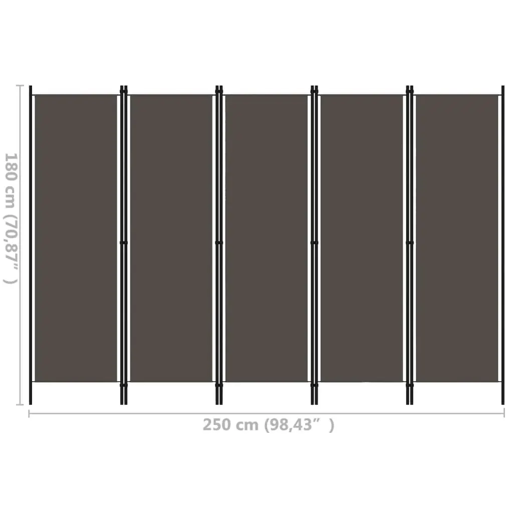 5-Panel Room Divider Anthracite 250x180 cm 320725