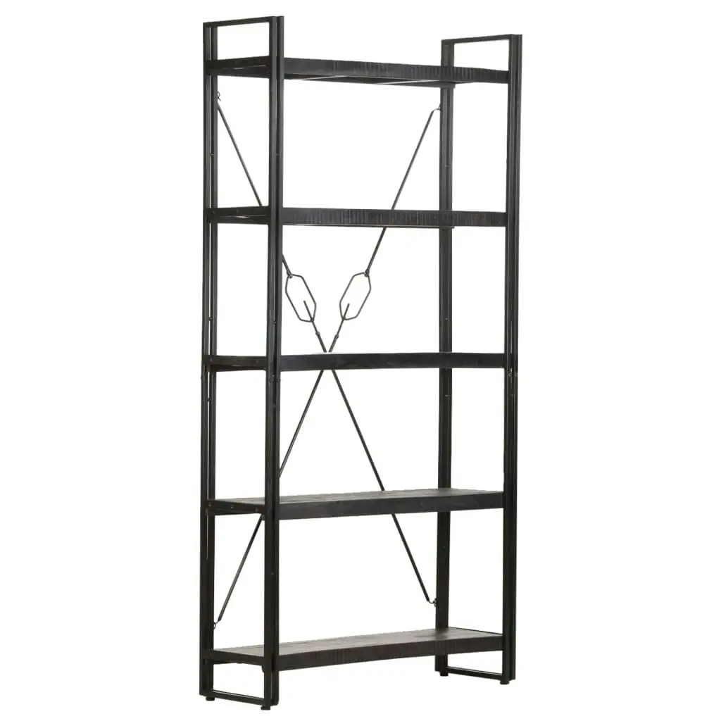 5-Tier Bookcase Black 90x30x180 cm Solid Mango Wood 320622