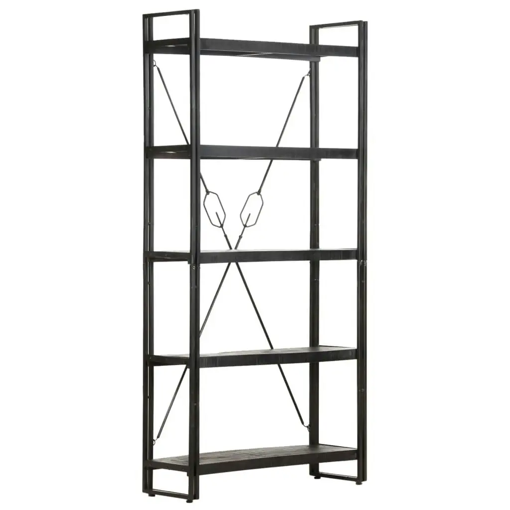 5-Tier Bookcase Black 90x30x180 cm Solid Mango Wood 320622