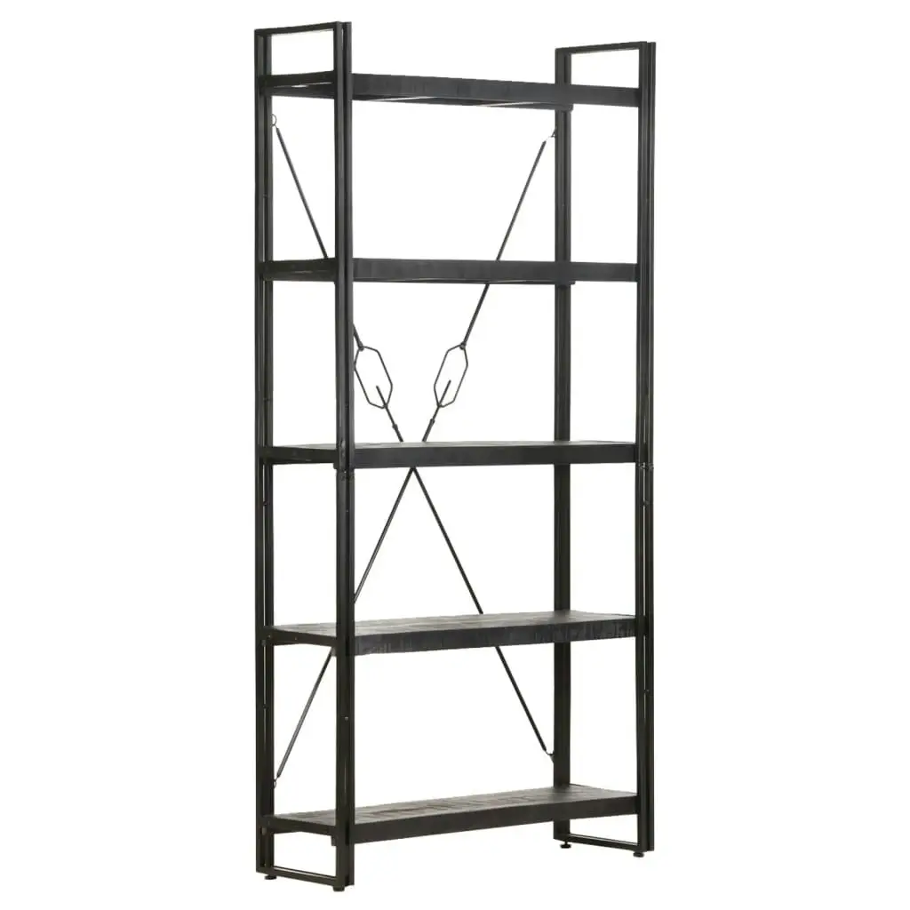 5-Tier Bookcase Black 90x30x180 cm Solid Mango Wood 320622