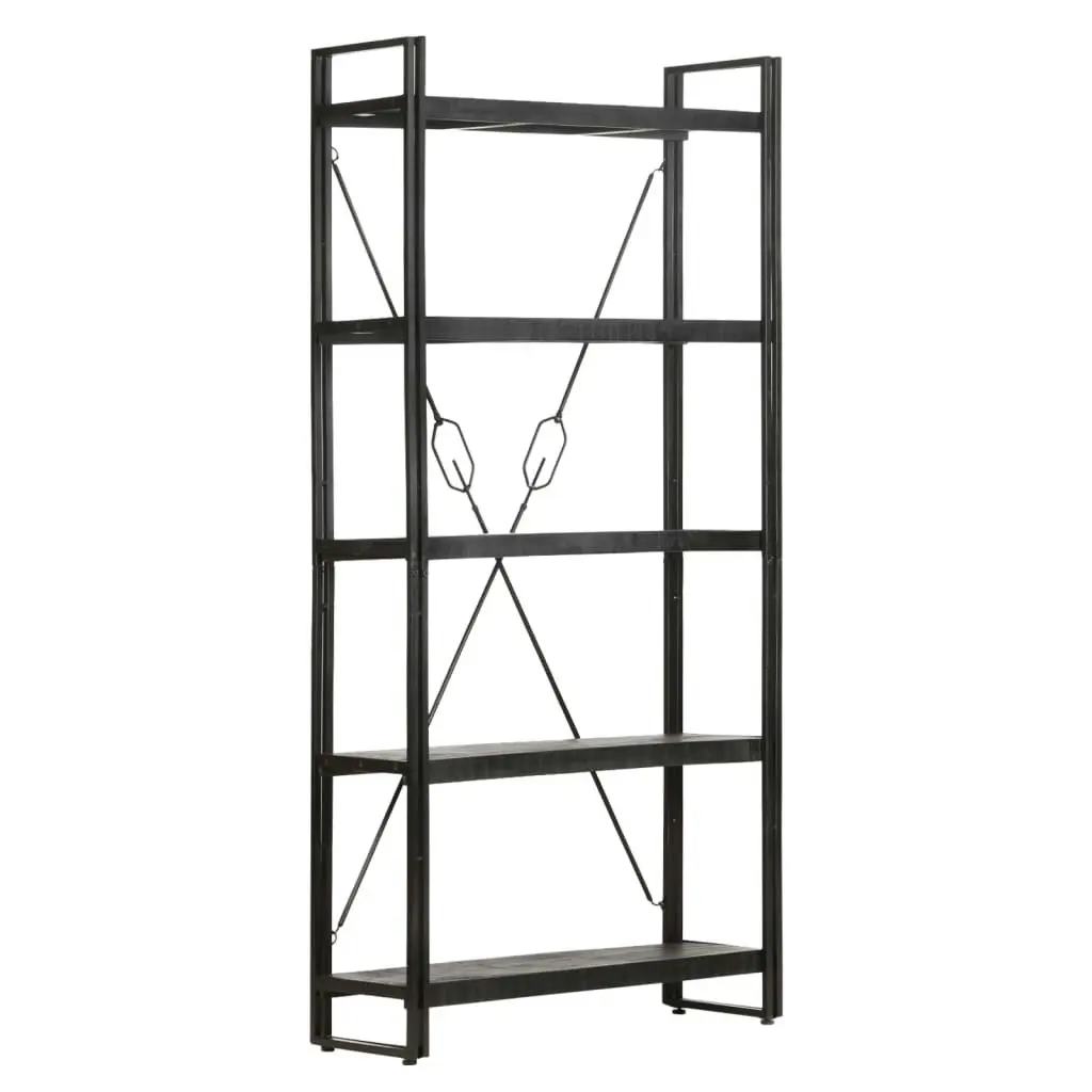 5-Tier Bookcase Black 90x30x180 cm Solid Mango Wood 320622