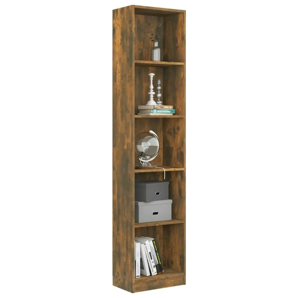 5-Tier Book Cabinet Smoked Oak 40x24x175 cm Engineered Wood 816068