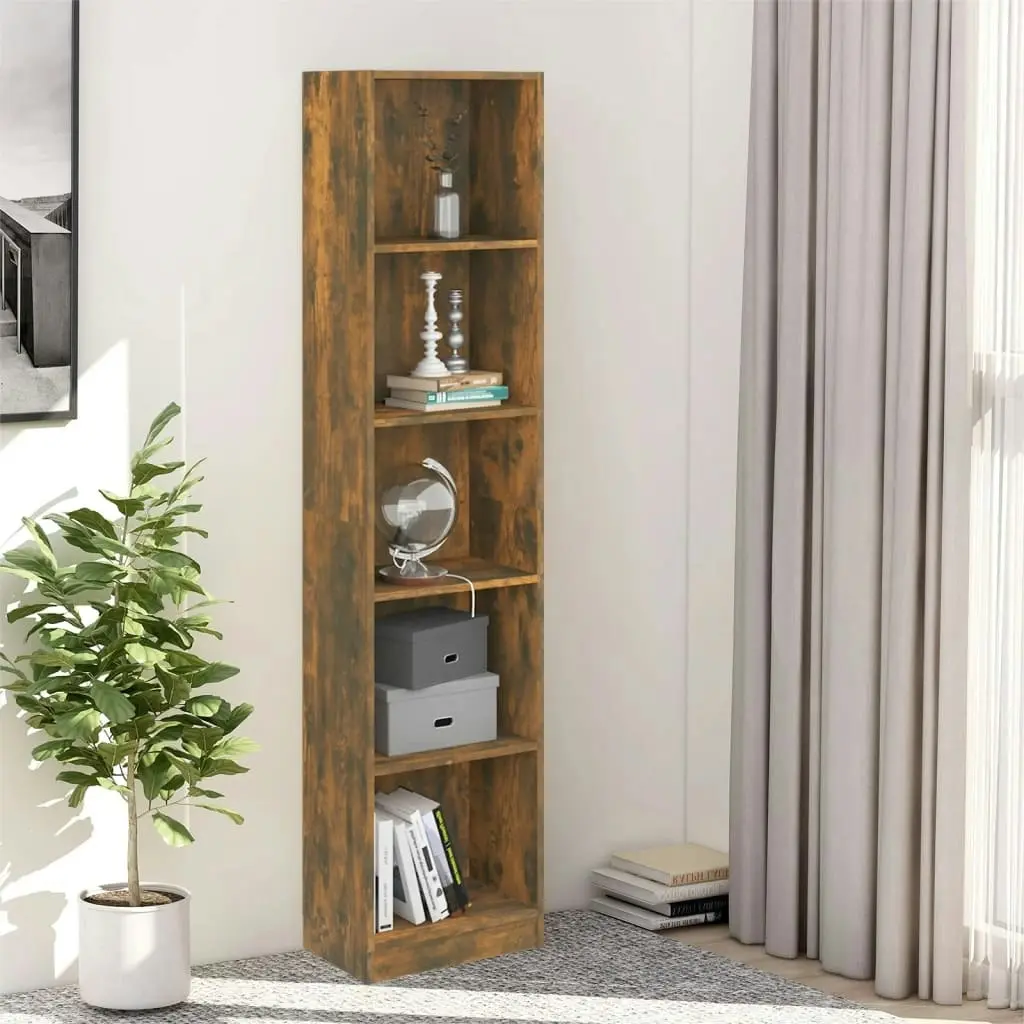 5-Tier Book Cabinet Smoked Oak 40x24x175 cm Engineered Wood 816068