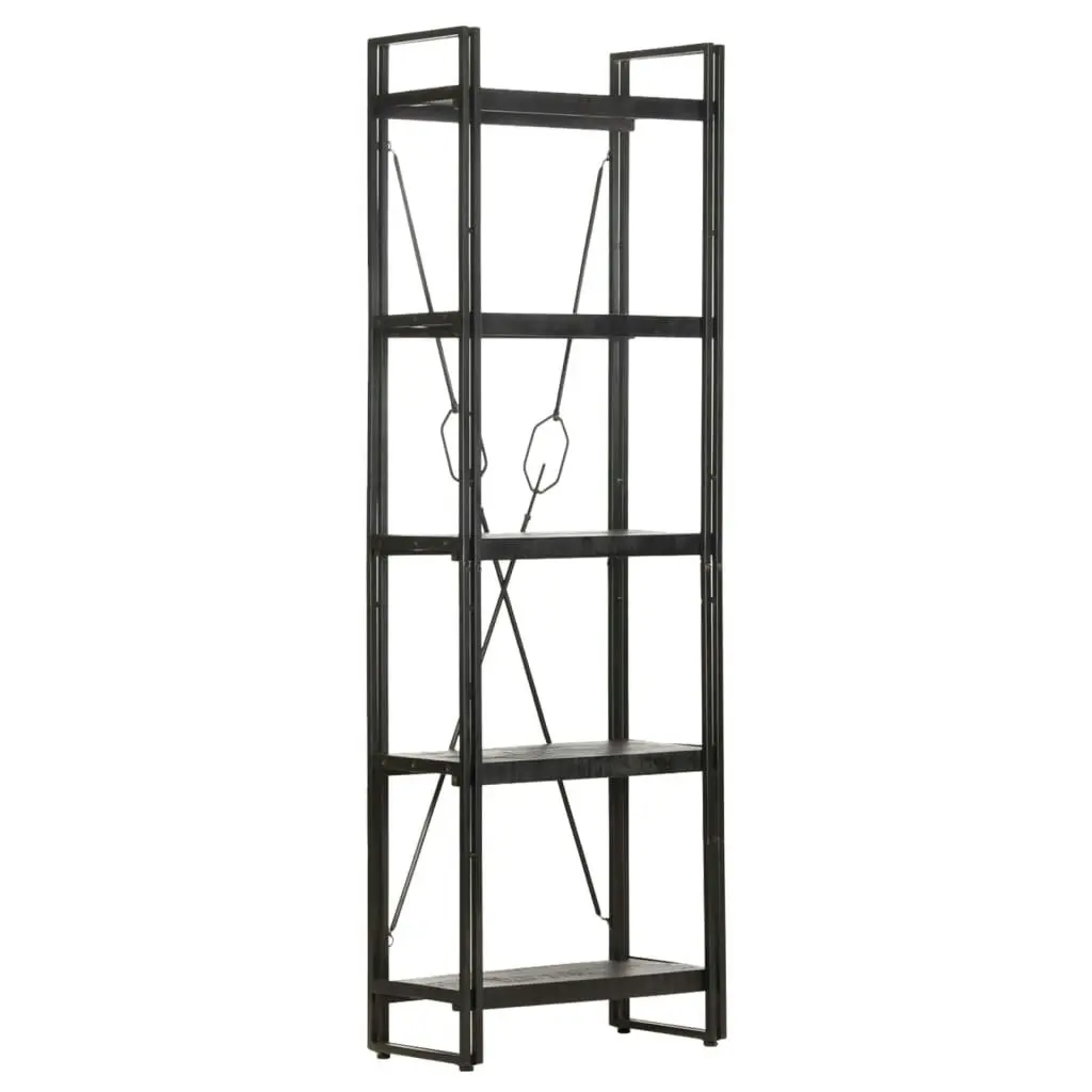 5-Tier Bookcase Black 60x30x180 cm Solid Mango Wood 320623