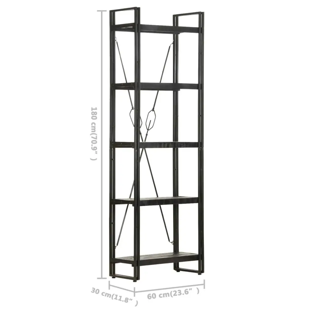 5-Tier Bookcase Black 60x30x180 cm Solid Mango Wood 320623