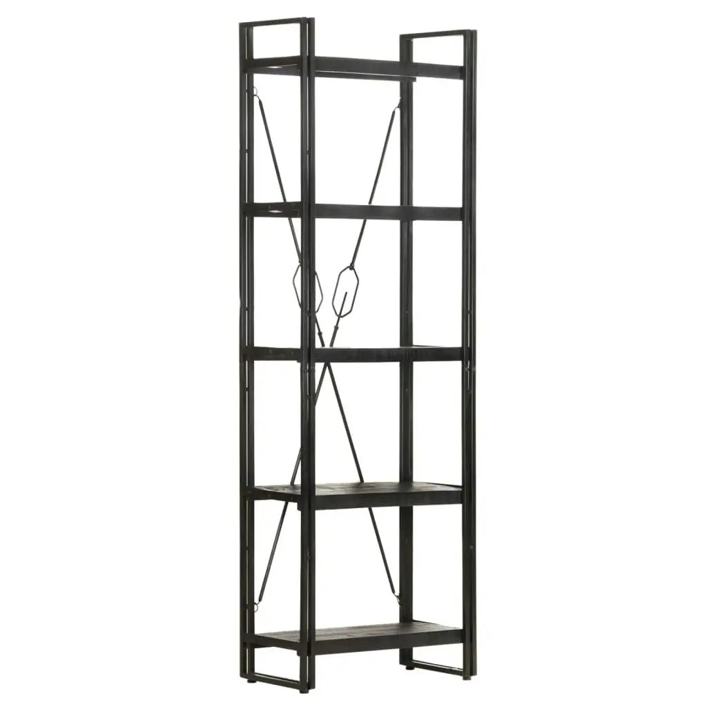 5-Tier Bookcase Black 60x30x180 cm Solid Mango Wood 320623