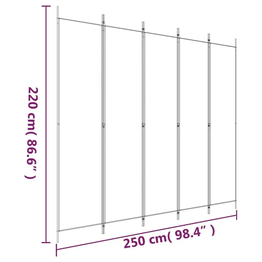 5-Panel Room Divider Anthracite 250x220 cm Fabric 350204