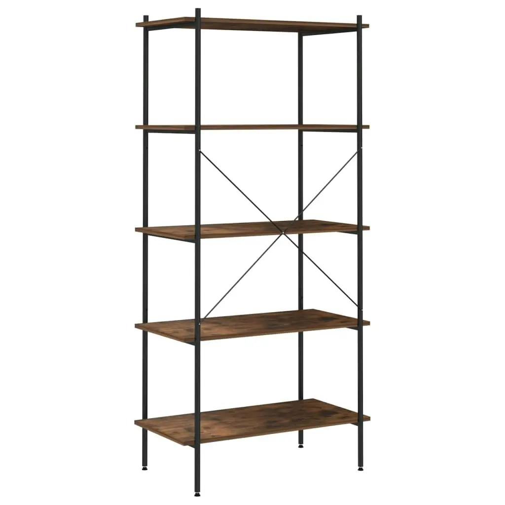 5-Tier Shelving Unit Black and Dark Wood 80x40x163 cm 336349