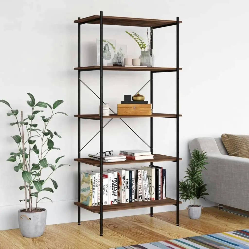 5-Tier Shelving Unit Black and Dark Wood 80x40x163 cm 336349