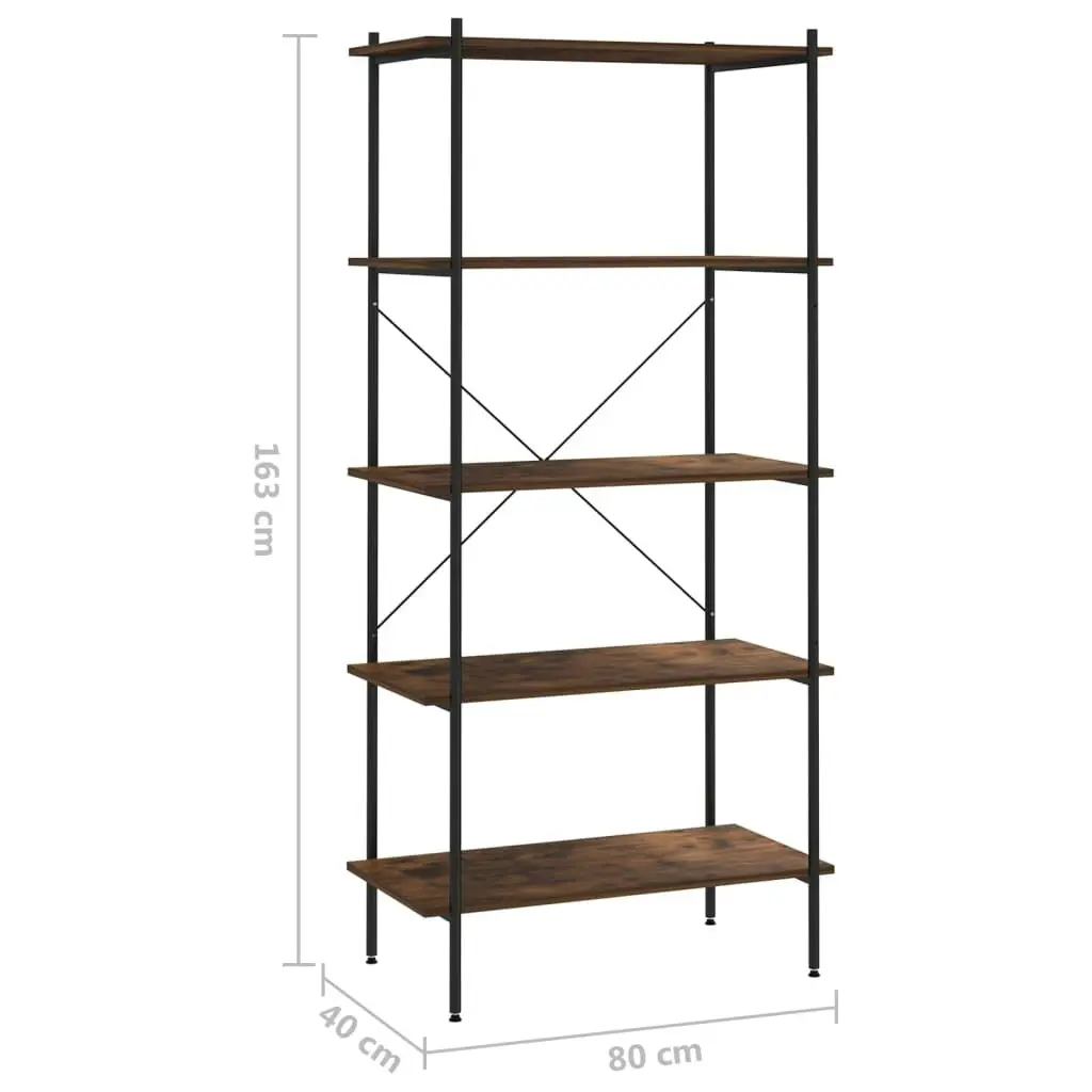 5-Tier Shelving Unit Black and Dark Wood 80x40x163 cm 336349