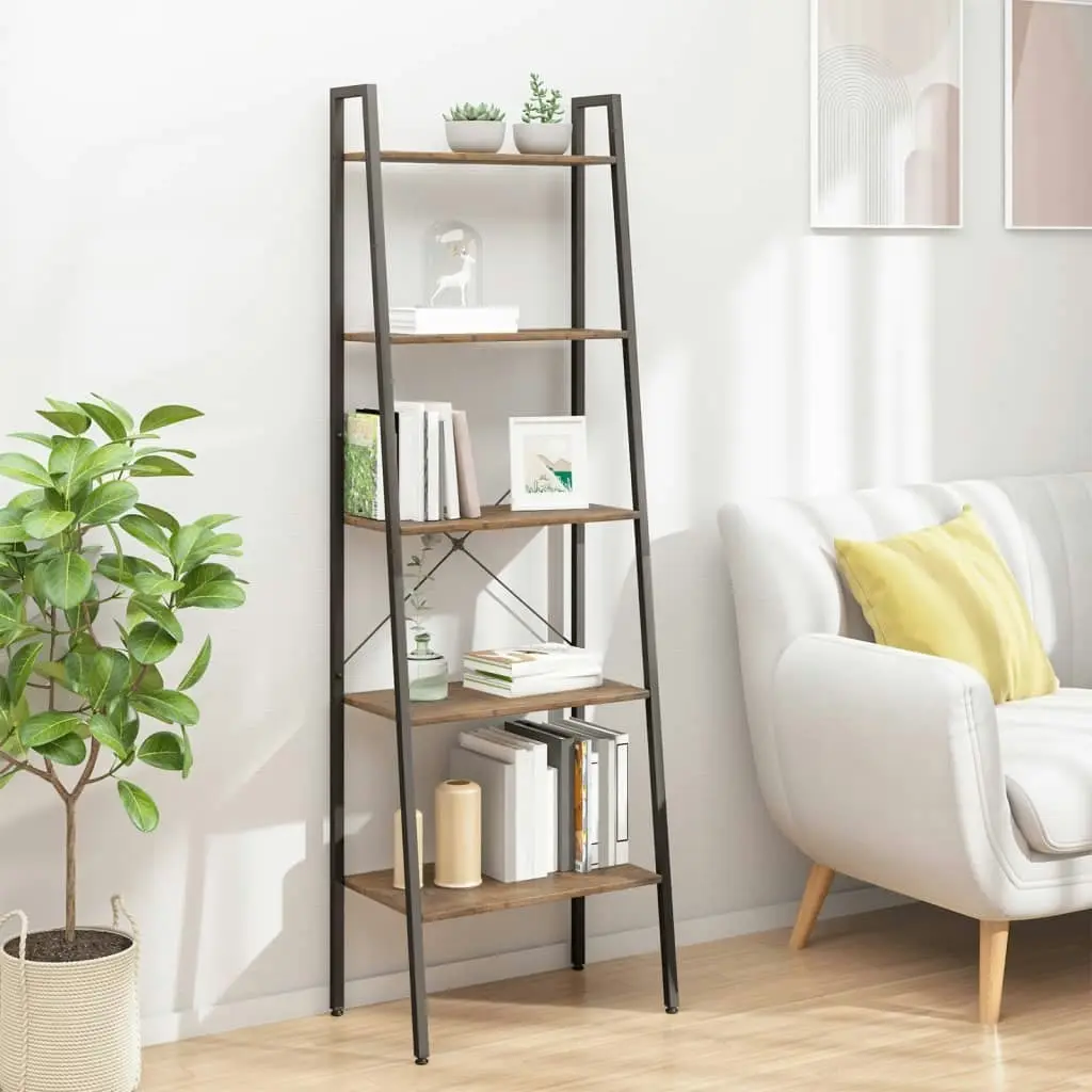 5-Tier Standing Shelf Dark Brown and Black 56x35x174 cm 336368