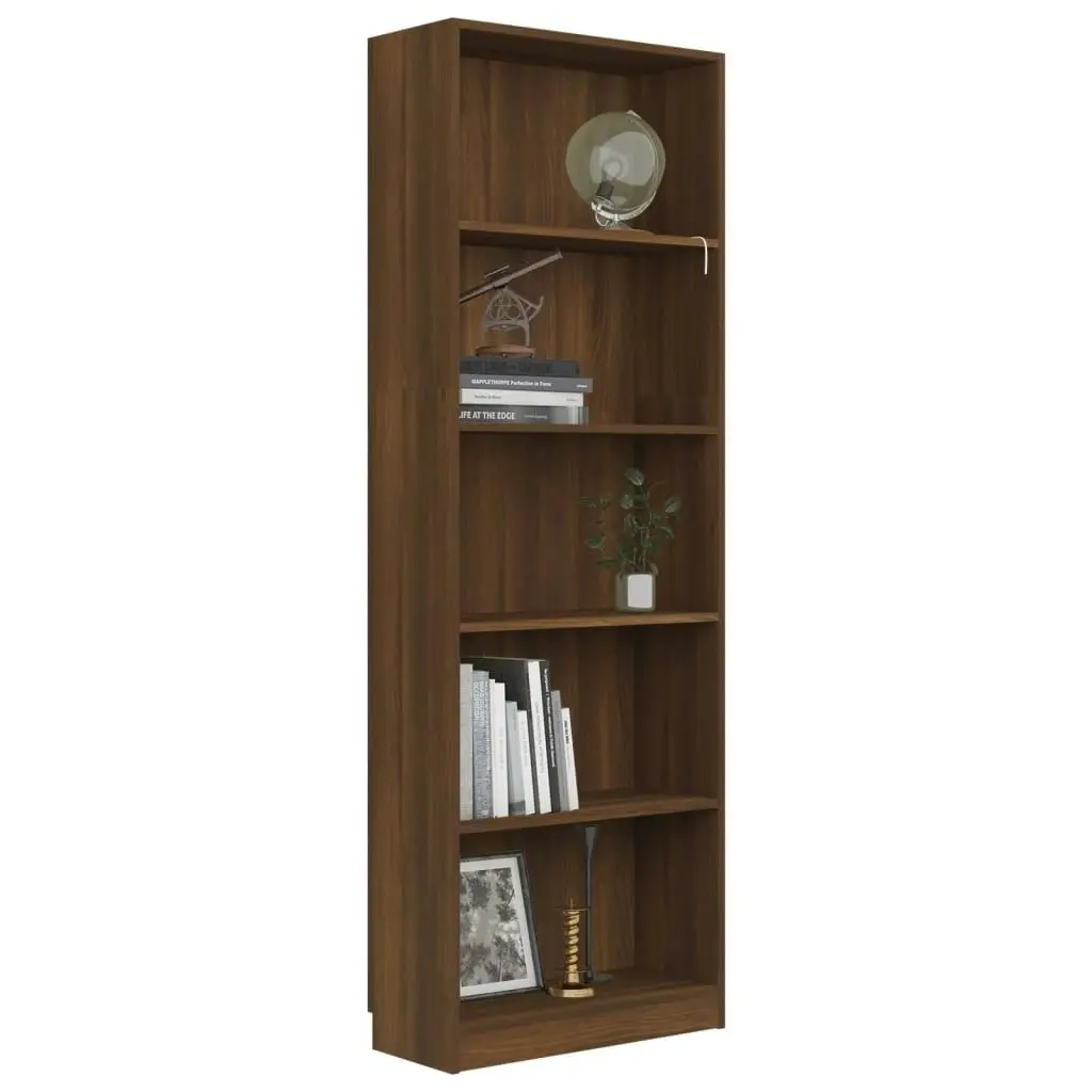 5-Tier Book Cabinet Brown Oak 60x24x175 cm Engineered Wood 815434