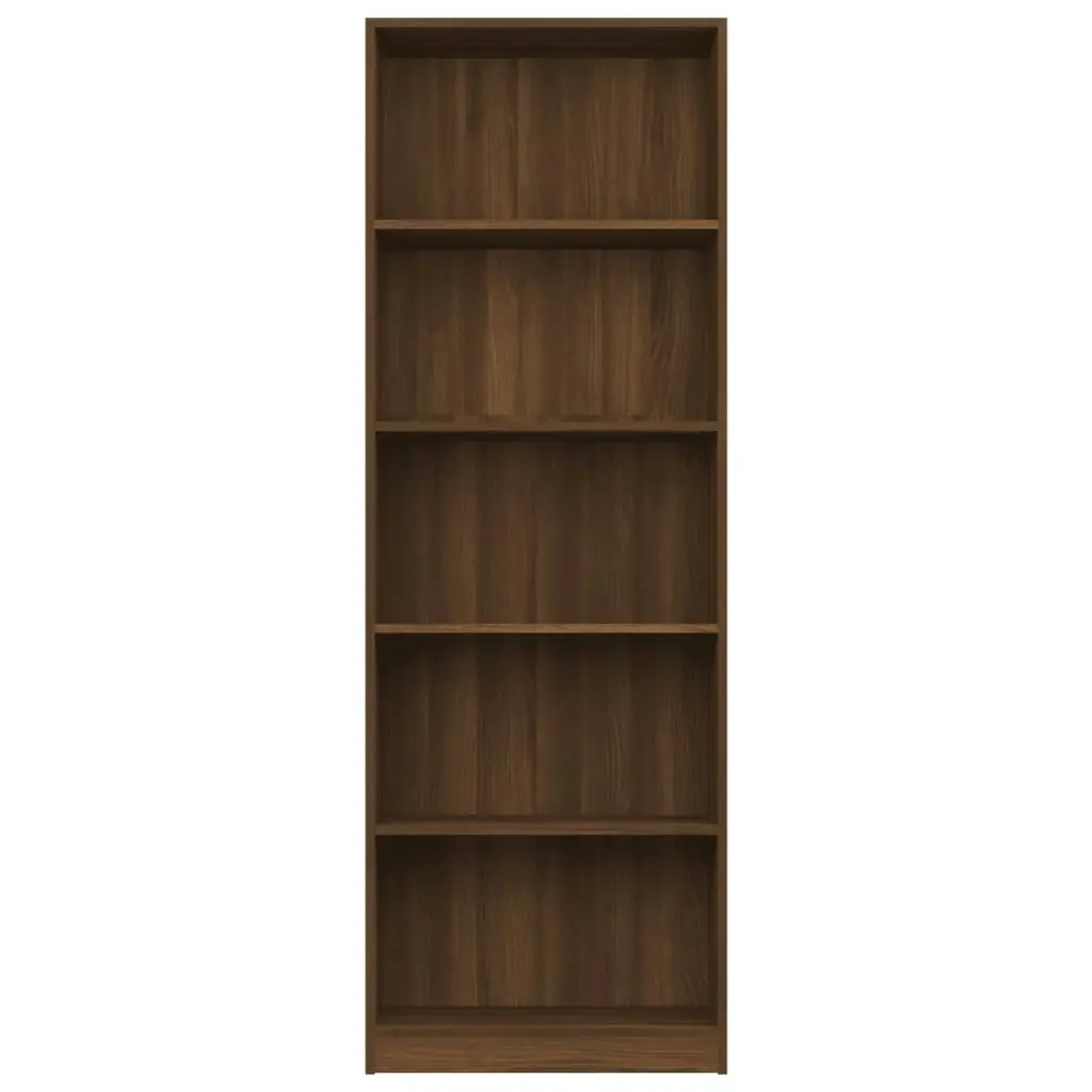 5-Tier Book Cabinet Brown Oak 60x24x175 cm Engineered Wood 815434