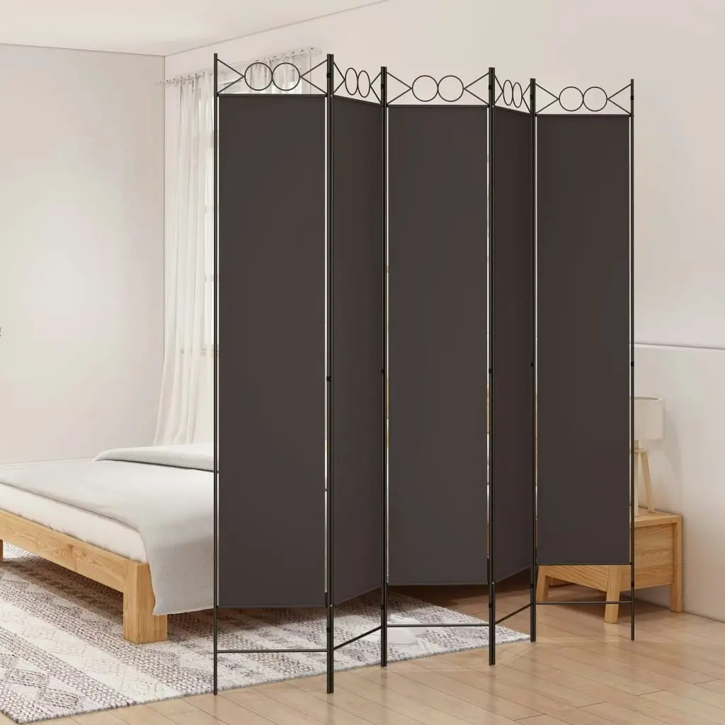 5-Panel Room Divider Brown 200x220 cm Fabric 350171