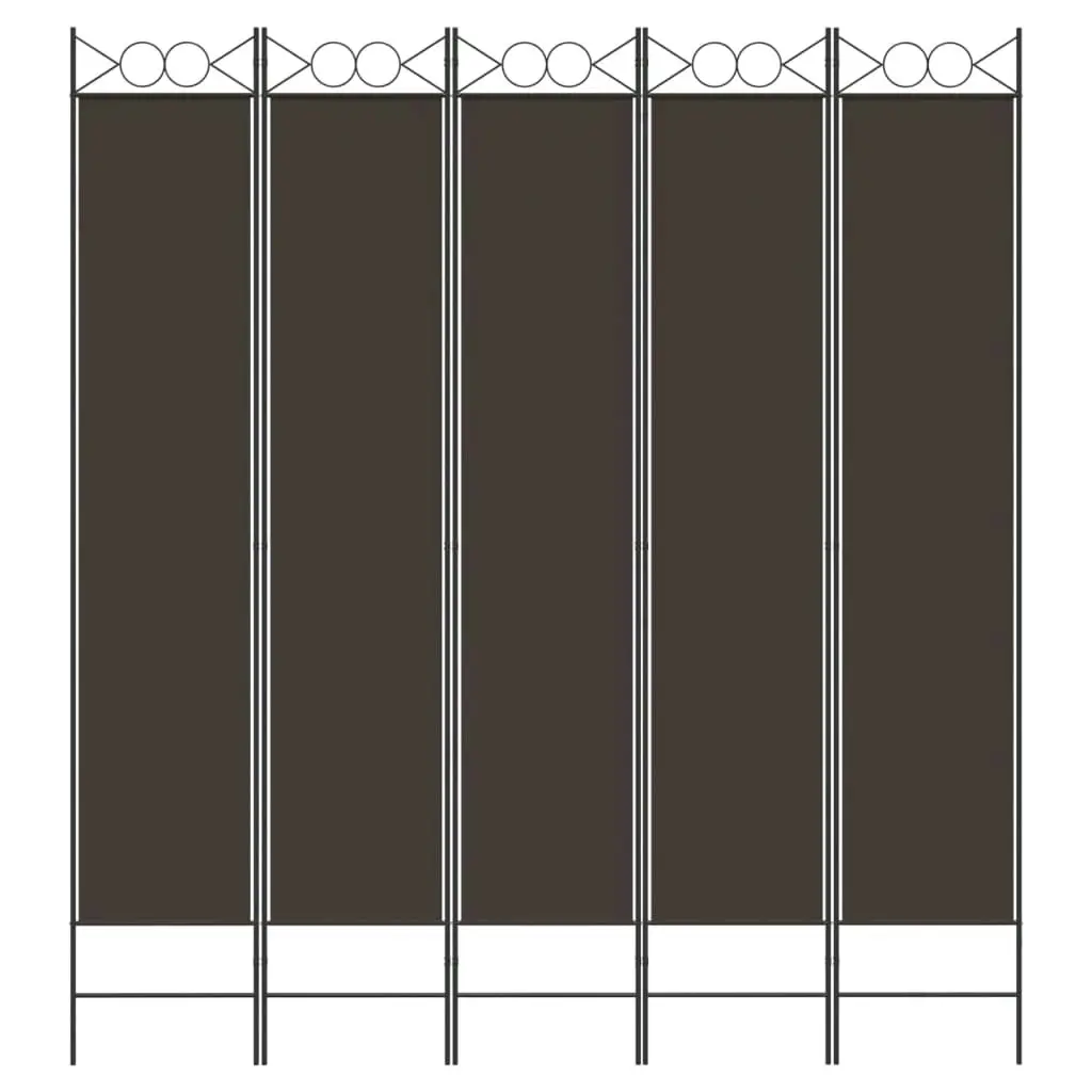 5-Panel Room Divider Brown 200x220 cm Fabric 350171