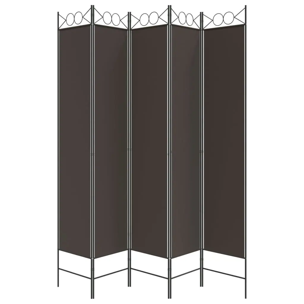 5-Panel Room Divider Brown 200x220 cm Fabric 350171