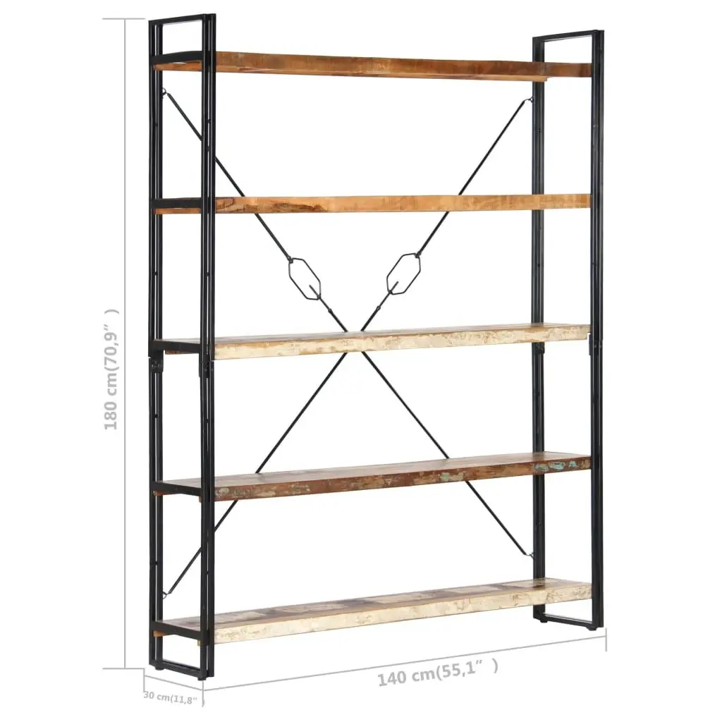 5-Tier Bookcase 140x30x180 cm Solid Reclaimed Wood 286583