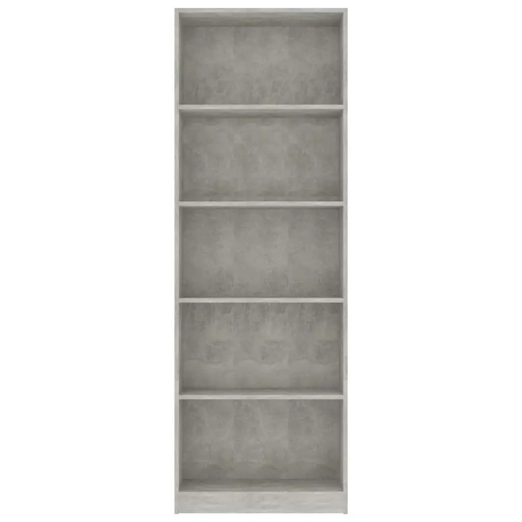 5-Tier Book Cabinet Concrete Grey 60x24x175 cm Engineered Wood 800886