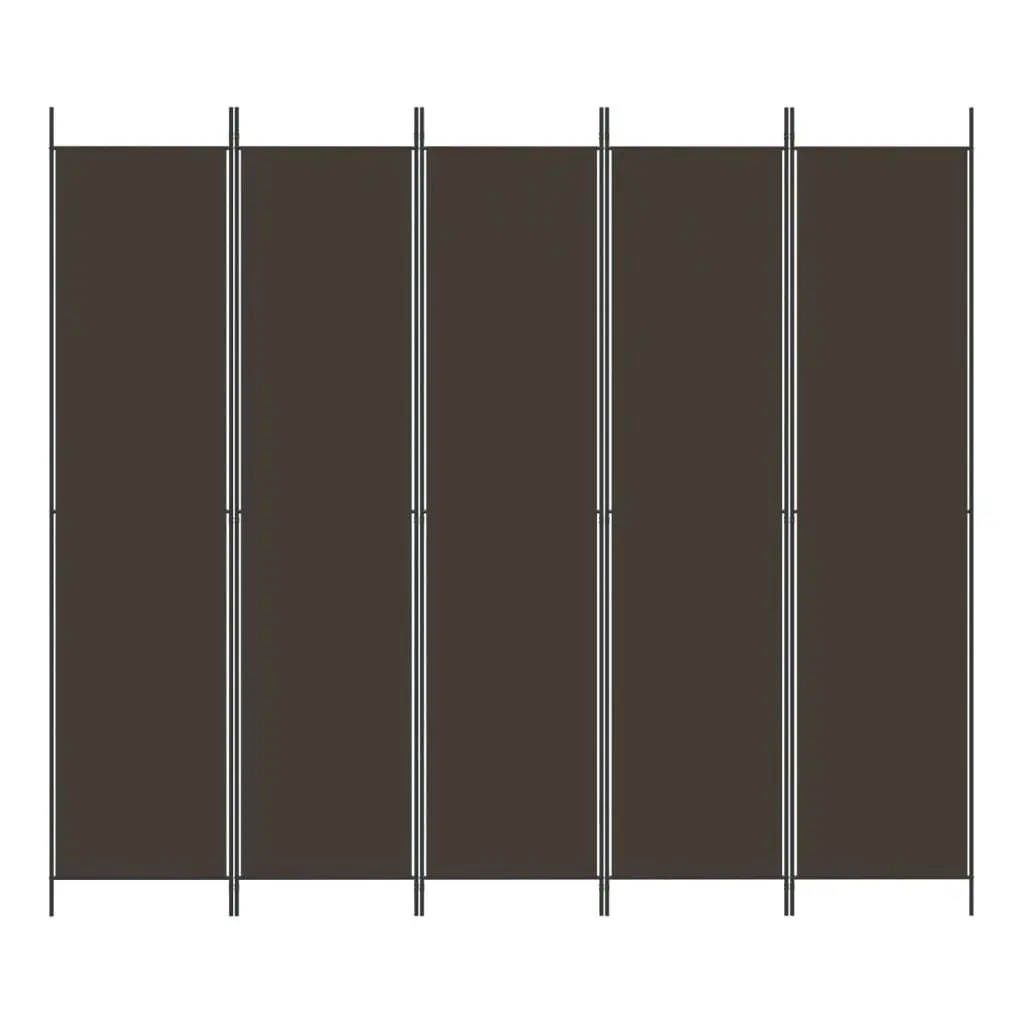 5-Panel Room Divider Brown 250x220 cm Fabric 350203