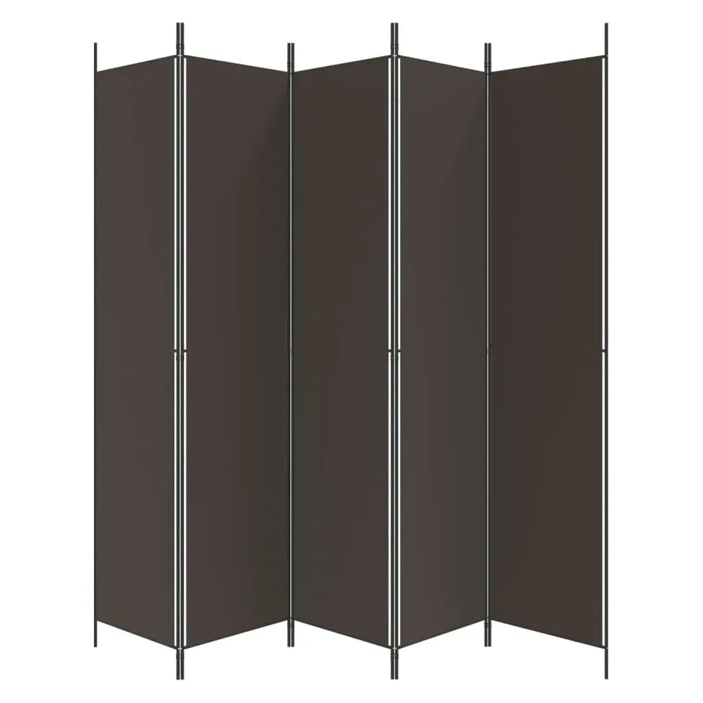 5-Panel Room Divider Brown 250x220 cm Fabric 350203