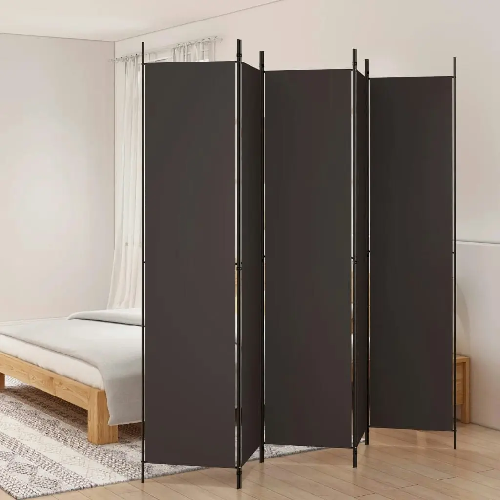 5-Panel Room Divider Brown 250x220 cm Fabric 350203