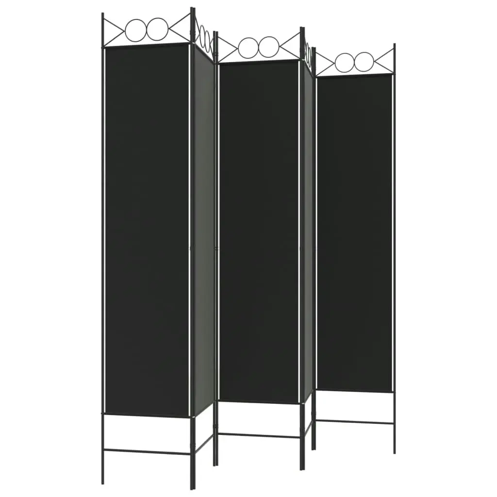 5-Panel Room Divider Black 200x200 cm Fabric 350157