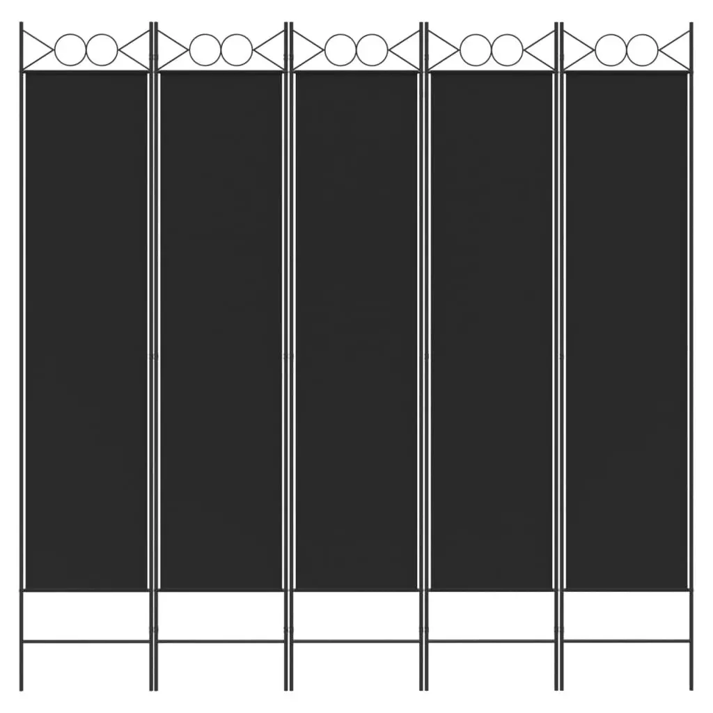 5-Panel Room Divider Black 200x200 cm Fabric 350157