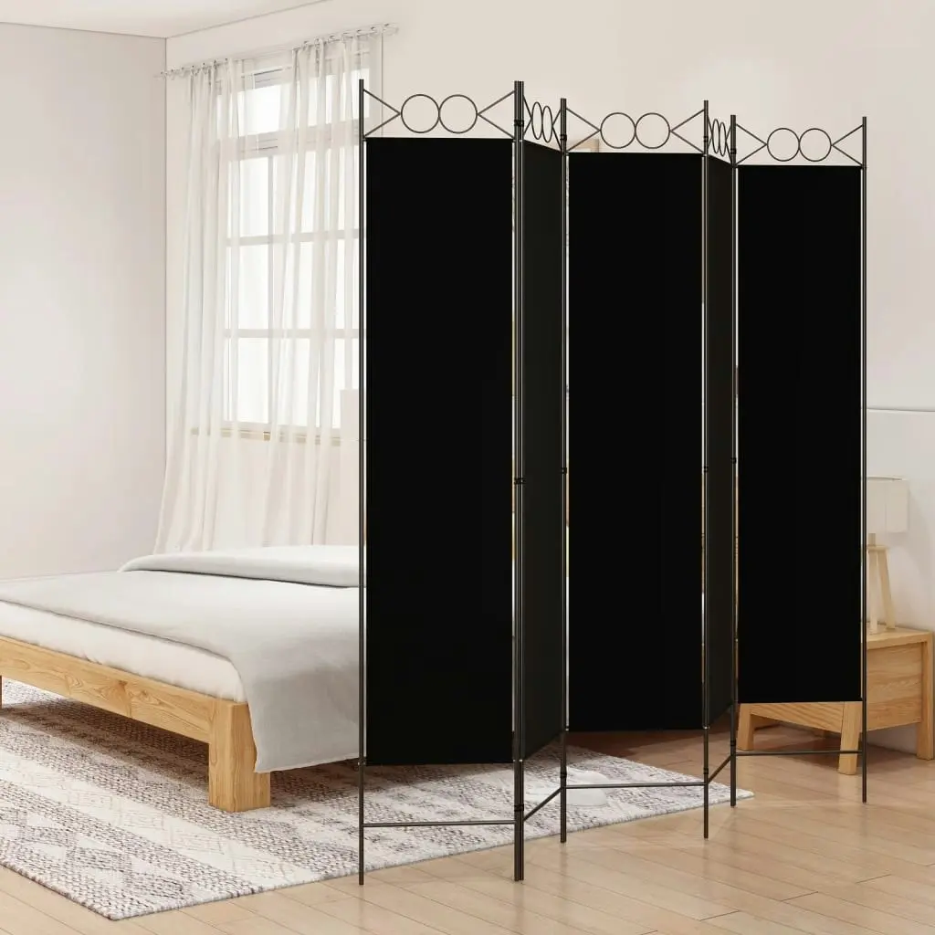 5-Panel Room Divider Black 200x200 cm Fabric 350157