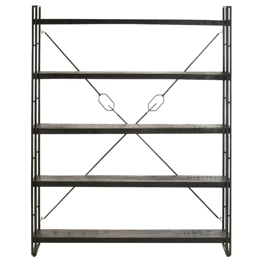 5-Tier Bookcase Black 140x30x180 cm Solid Mango Wood 320621