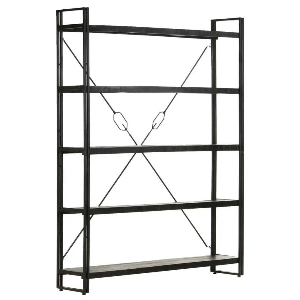 5-Tier Bookcase Black 140x30x180 cm Solid Mango Wood 320621