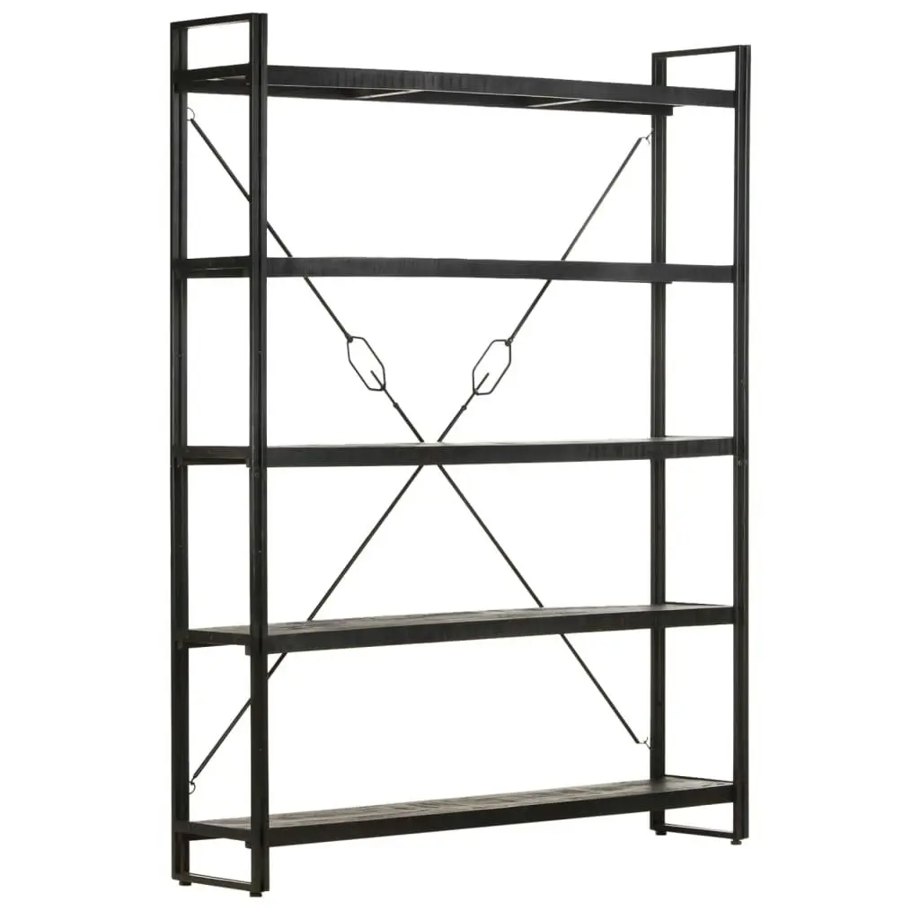 5-Tier Bookcase Black 140x30x180 cm Solid Mango Wood 320621