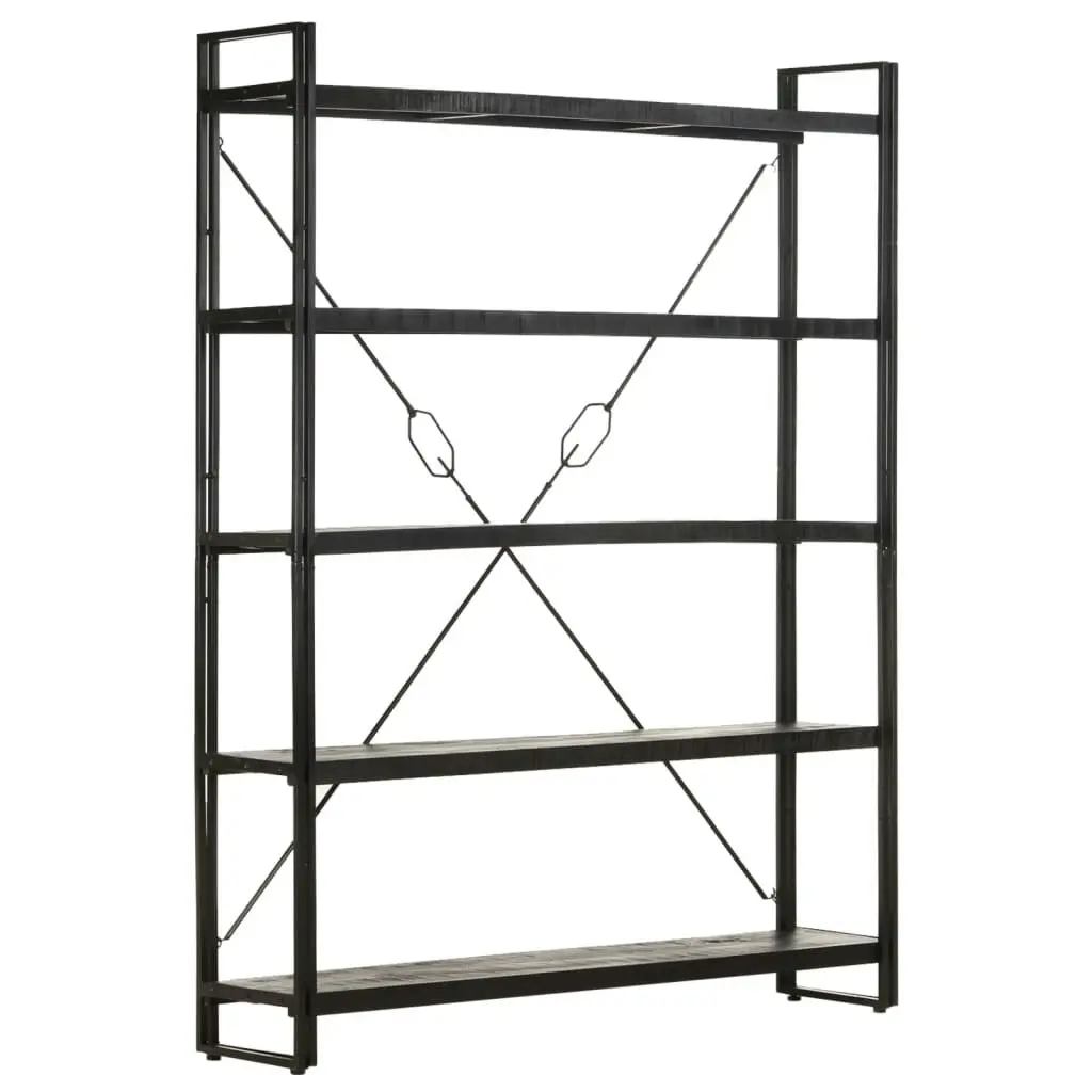 5-Tier Bookcase Black 140x30x180 cm Solid Mango Wood 320621