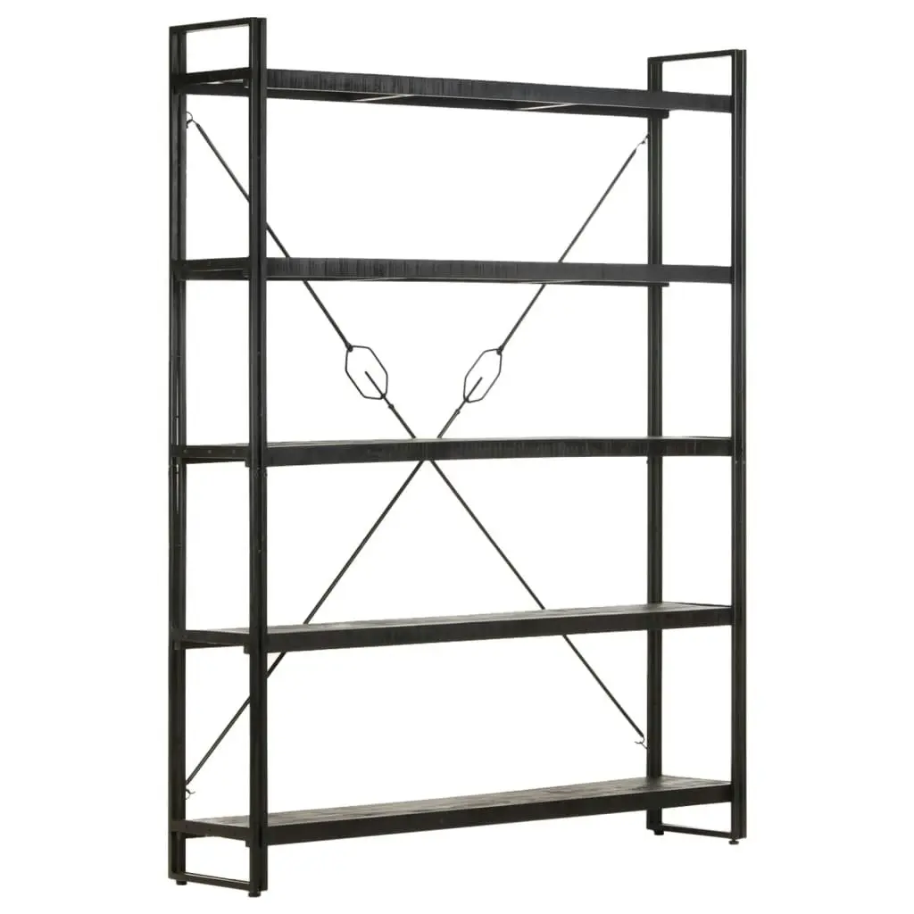 5-Tier Bookcase Black 140x30x180 cm Solid Mango Wood 320621