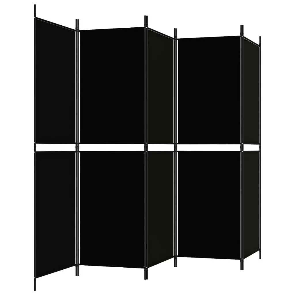 5-Panel Room Divider Black 250x180 cm Fabric 350221