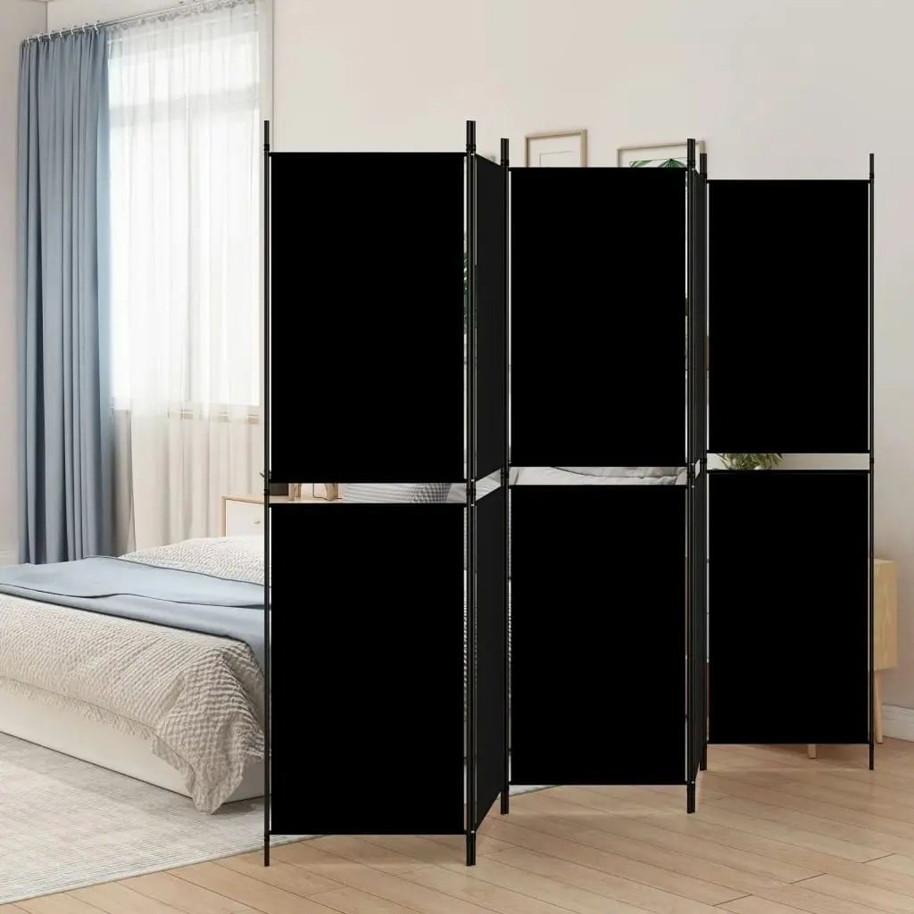 5-Panel Room Divider Black 250x180 cm Fabric 350221